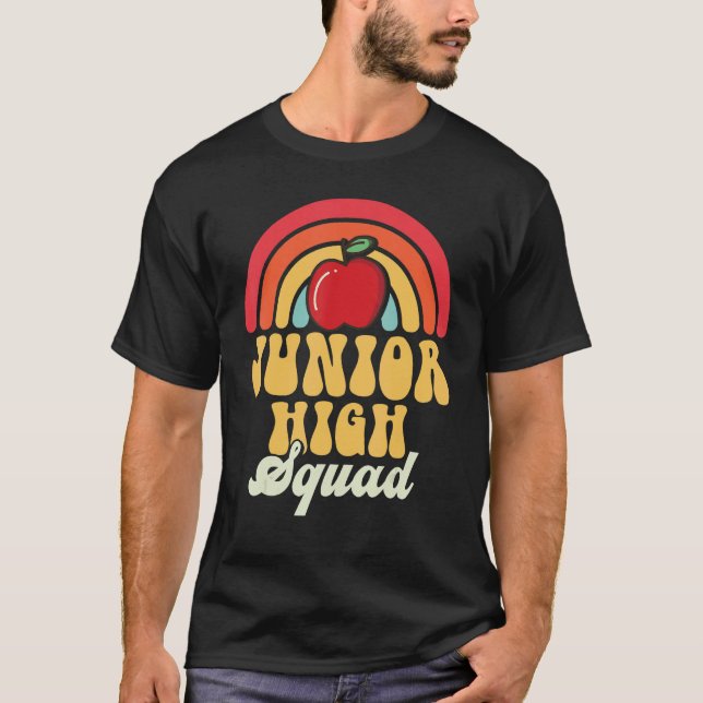 Camiseta Junior High Squad Teacher Rainbow Back To School_1 (Frente)
