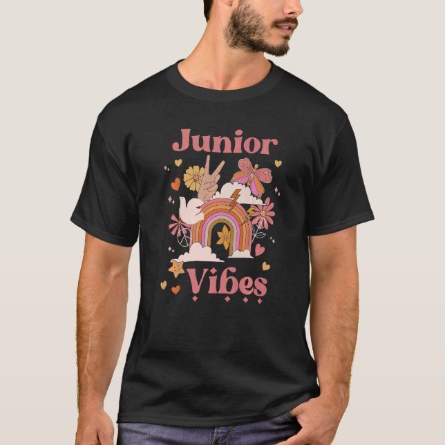 Camiseta Junior Vibes School Groovy Retro Boho Rainbow 11 (Frente)