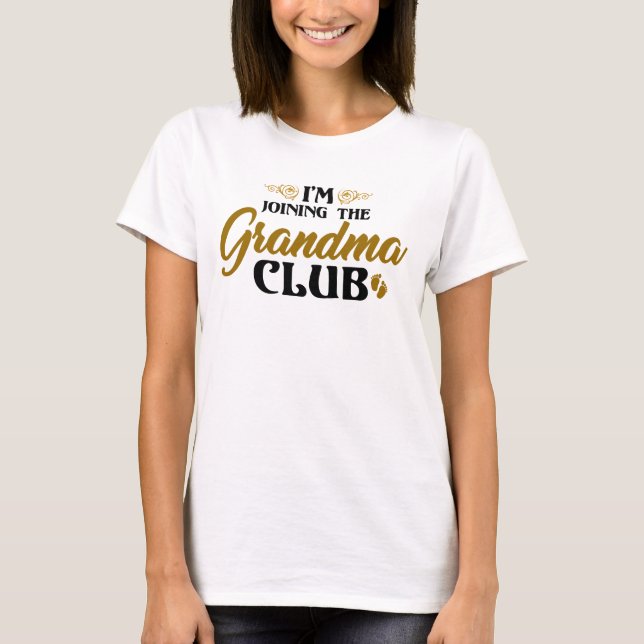 Camiseta Juntando-Se Ao Anúncio De Gravidez Do Clube Avó (Frente)