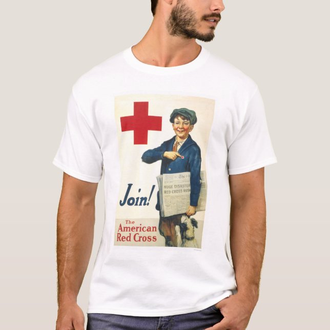 Camiseta Junte-se! A cruz vermelha americana (Frente)