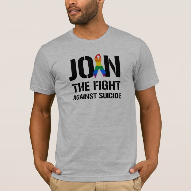 Camiseta Junte-se à luta contra o suicídio alegre (Frente)