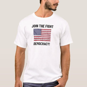 CAMISETA JUNTE-SE À LUTA PELA DEMOCRACIA! BANDEIRA AMERICAN