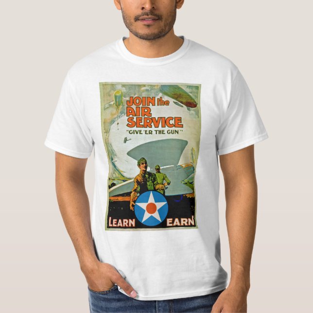 Camiseta Junte-Se Ao Serviço Aéreo - Dê A Arma (Frente)