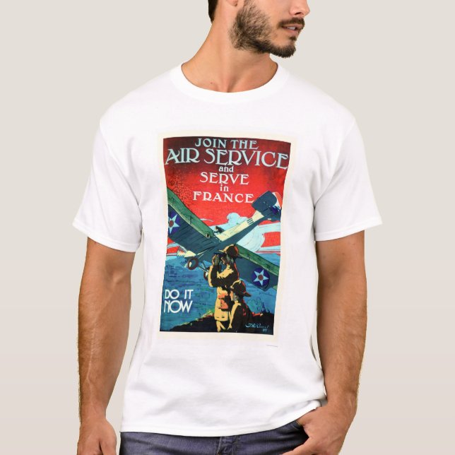 Camiseta Junte-se ao serviço aéreo e ao saque em France (Frente)