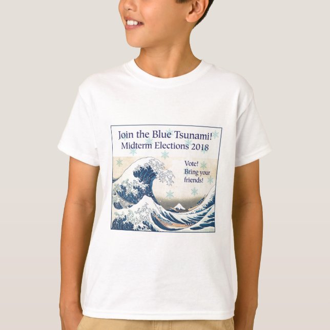 Camiseta Junte-se ao tsunami azul (Frente)