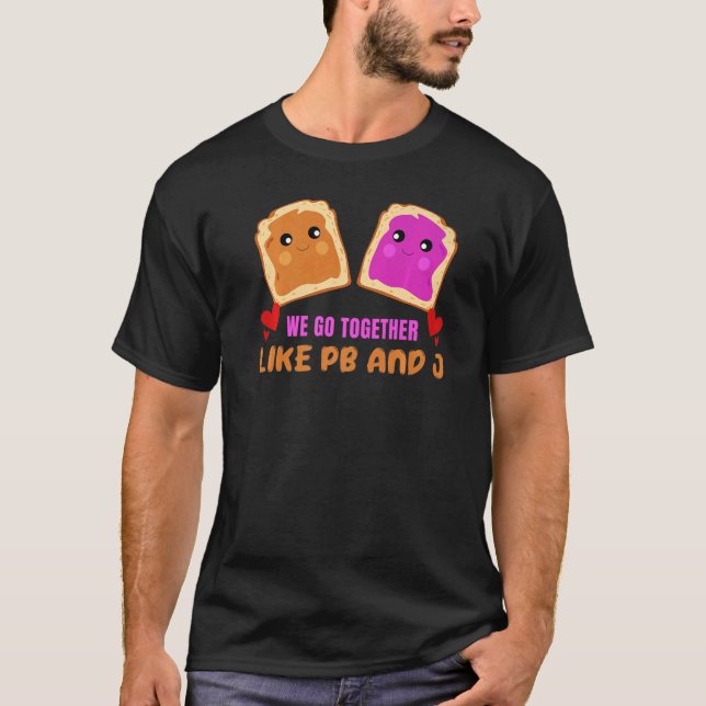 Camiseta Juntos Como Pb & J Peanut Butter Jelly Comida Gra (Frente)