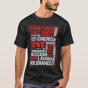 Camiseta Juntos Desde 2002. Casal de correspondência de es