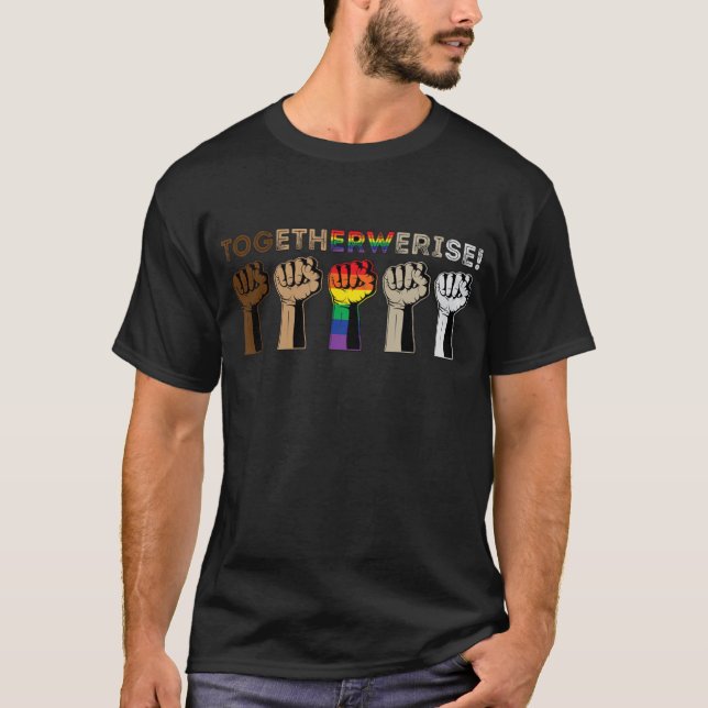 Camiseta Juntos Levantamos - Vidas Negras Importam-Se Para  (Frente)