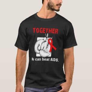 Camiseta Juntos, Podemos Bater Na Aids Boxando Luvas Fita V
