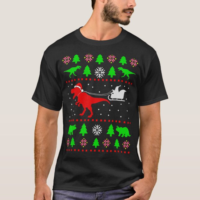 Camiseta Jura de Natal Feia de Dinossauro para adultos (Frente)