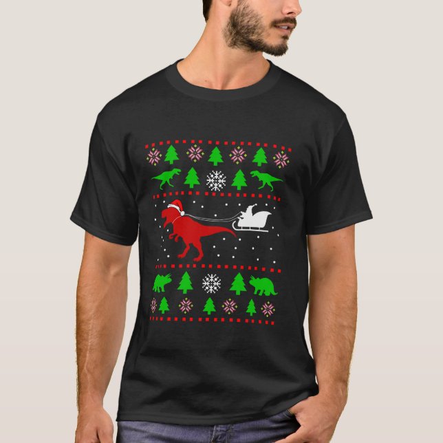 Camiseta Jura de Natal Feia de Dinossauro para adultos (Frente)