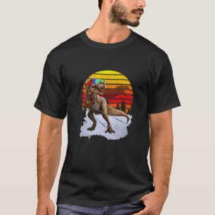 Camiseta Jurássico T Rex Skiing Retro Vintage World Funny 