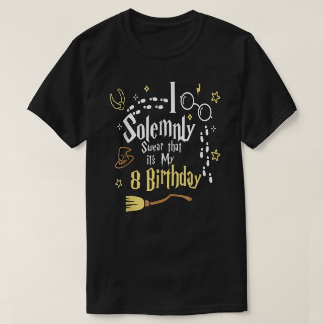 Camiseta Juro Solenemente que é o meu 8... aniversário engr (Frente do Design)
