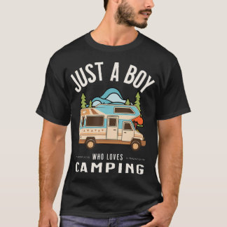 Camiseta Just A Boy Who Loves Camping - Colorful Camper Van