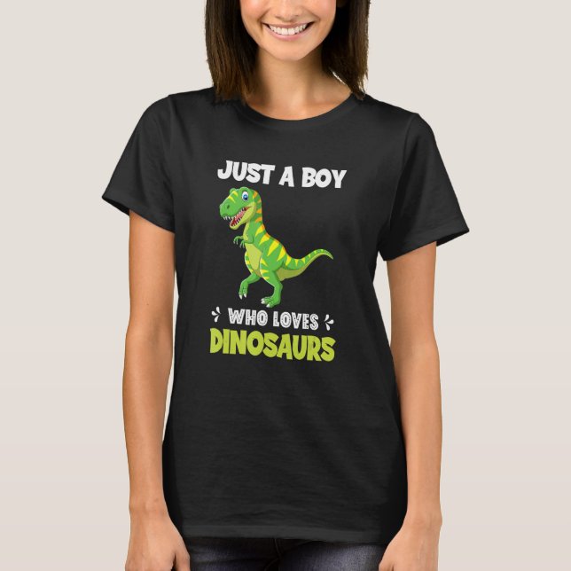 Camiseta Just A Boy Who Loves Dinosaurs Rawr Rex Dinosaur (Frente)