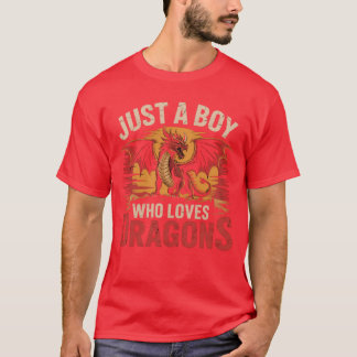 Camiseta Just a Boy Who Loves Dragons Cool Medieval Dragon 