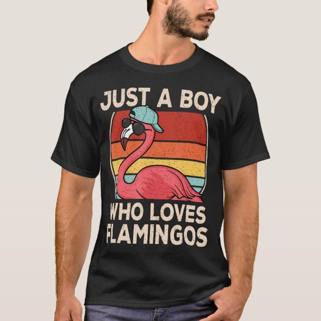 Camiseta Just A Boy Who Loves Flamingos Retro Flamingo Love (Frente)