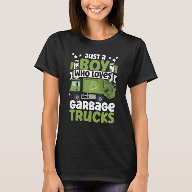 Camiseta Just A Boy Who Loves Garbage Trucks for Toddler Bo (Frente)
