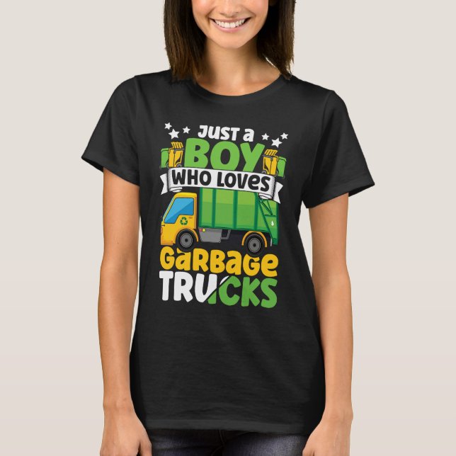 Camiseta Just A Boy Who Loves Garbage Trucks for Toddler Bo (Frente)