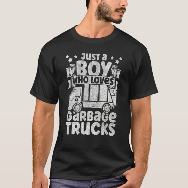 Camiseta Just A Boy Who Loves Garbage Trucks for Toddler Bo (Frente)