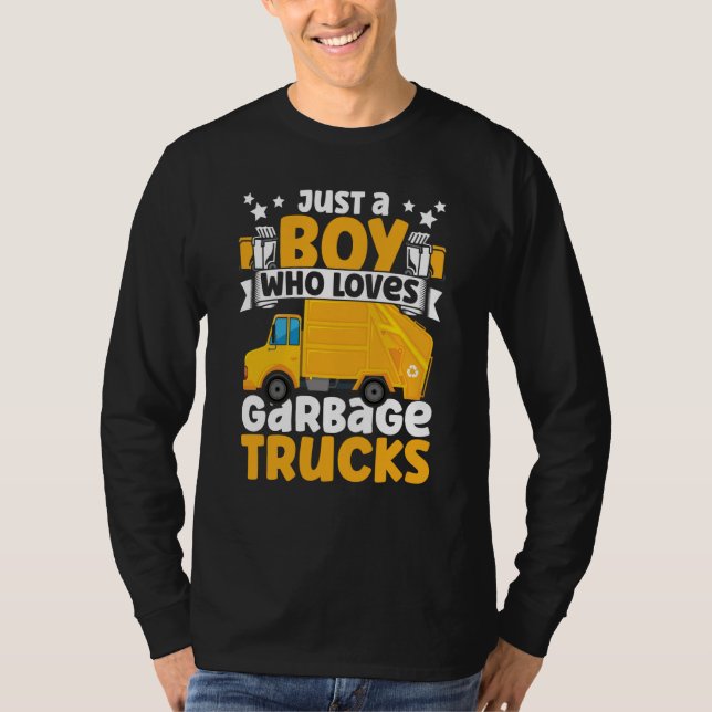 Camiseta Just A Boy Who Loves Garbage Trucks for Toddler Bo (Frente)