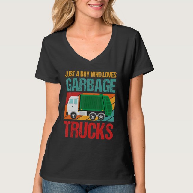 Camiseta Just A Boy Who Loves Garbage Trucks Funny Garbage  (Frente)