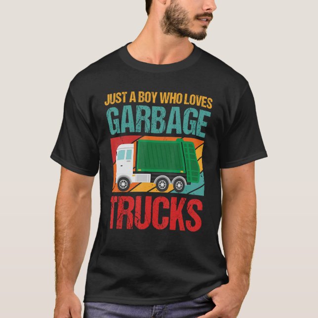 Camiseta Just A Boy Who Loves Garbage Trucks Funny Garbage  (Frente)