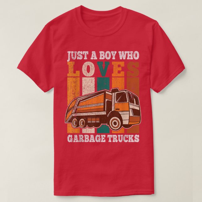 Camiseta Just A Boy Who Loves Garbage Trucks Kids Boys Garb (Frente do Design)