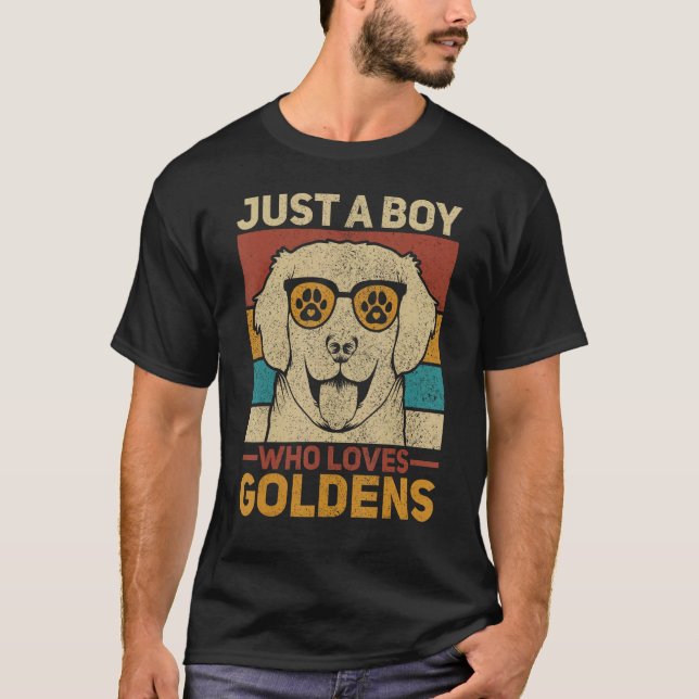 Camiseta Just A Boy Who Loves Goldens Dog  Pet Golden Retri (Frente)