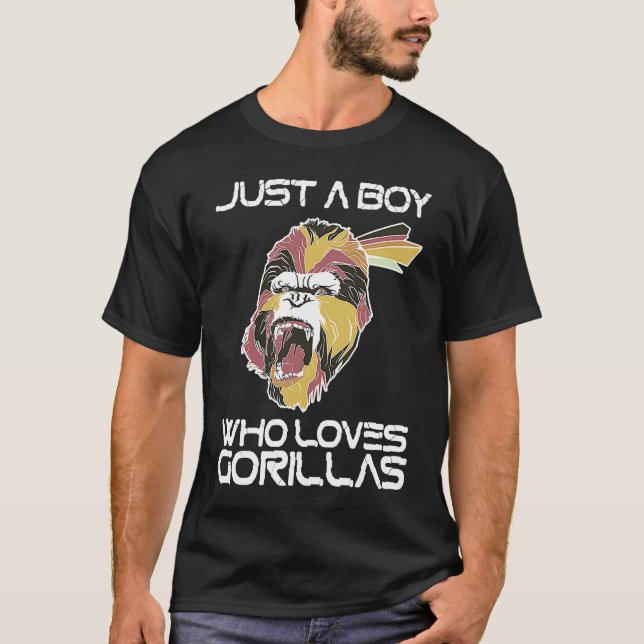 Camiseta Just A Boy Who Loves Gorillas Largest Primate Gori (Frente)