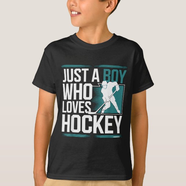 Camiseta Just A Boy Who Loves Hockey  (Frente)