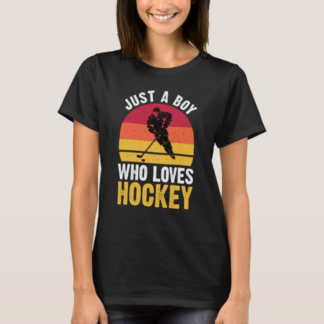 Camiseta Just A Boy Who Loves Hockey Ice Hockey Frisbee (Frente)
