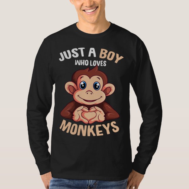Camiseta Just A Boy Who Loves Monkeys Boys Kids Monkey (Frente)