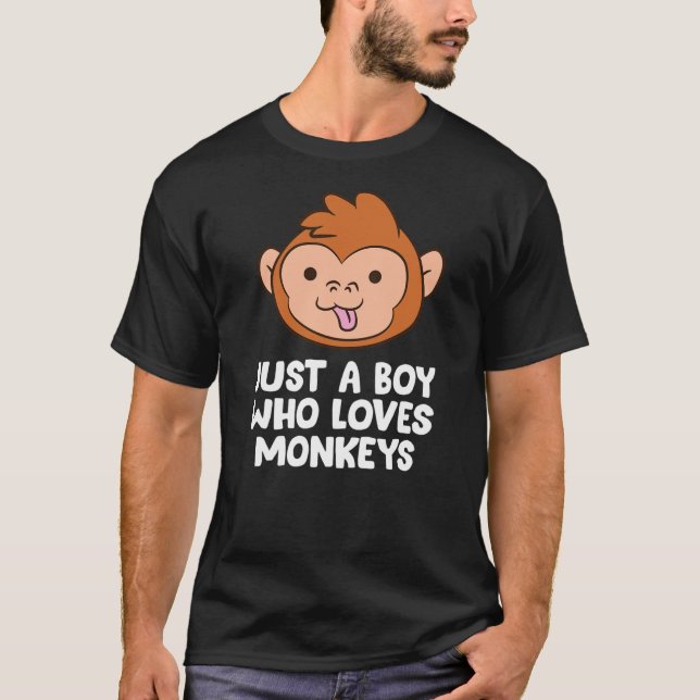 Camiseta Just a Boy Who Loves Monkeys Cute Monkey (Frente)