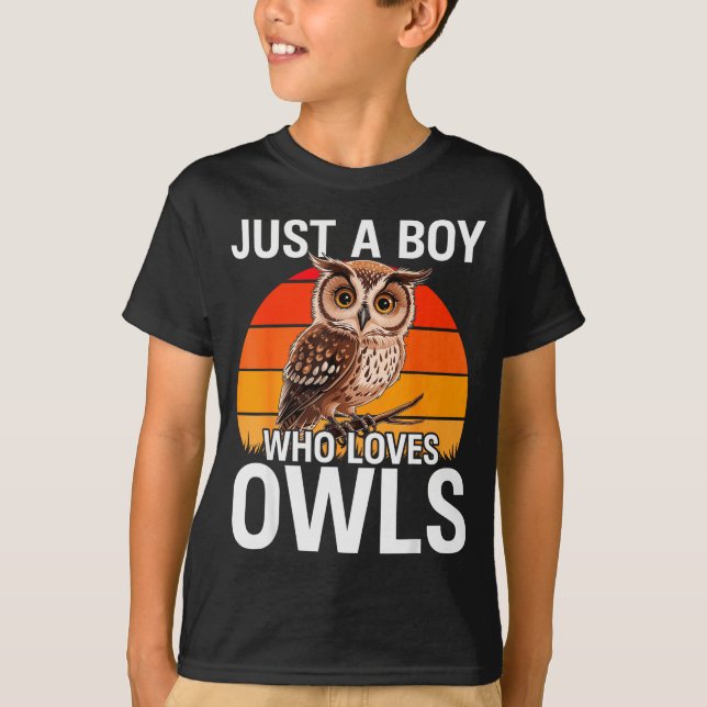 Camiseta Just A Boy Who Loves Owls For Toddlers Boys Kids B (Frente)