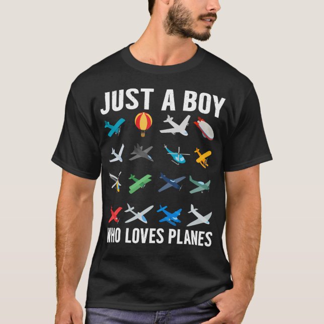 Camiseta Just A Boy Who Loves Planes Funny Airplane Lover B (Frente)