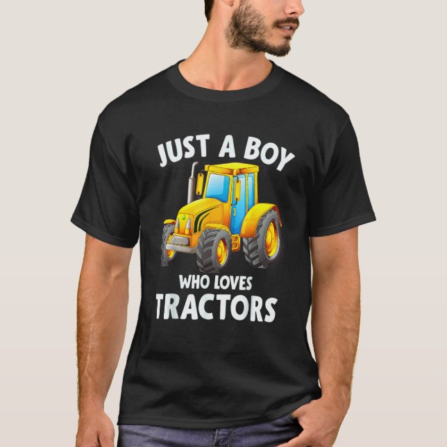 Camiseta Just A Boy Who Loves Tractors Christmas   Kids Far (Frente)