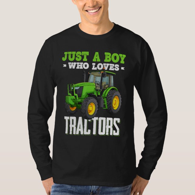 Camiseta Just A Boy Who Loves Tractors Farm Trucks Boys Tod (Frente)