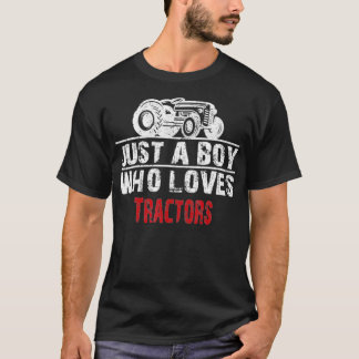 Camiseta Just A Boy Who Loves Tractors Farming Future Tract