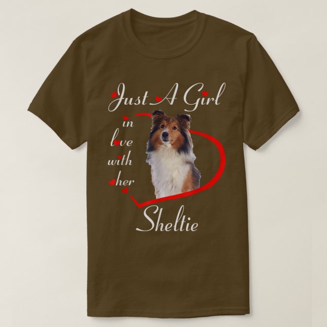Camiseta Just A Girl In Love With Her Sheltie Valentines Da (Frente do Design)