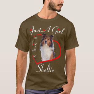 Camiseta Just A Girl In Love With Her Sheltie Valentines Da