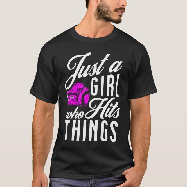 Camiseta Just A Girl Who Hits Things   Boxing  1 (Frente)