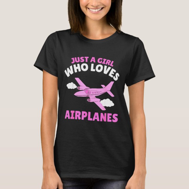 Camiseta Just A Girl Who Loves Airplanes Kids Toddler Baby  (Frente)