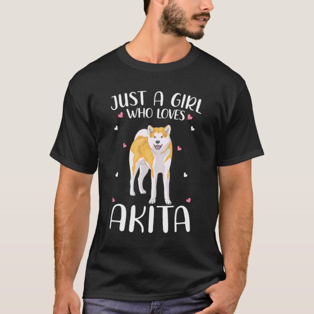 Camiseta Just A Girl Who Loves Akitas For Women Girl Kids (Frente)