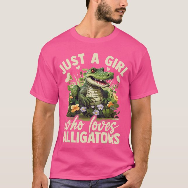 Camiseta Just A Girl Who Loves Alligator Aesthetic Flower W (Frente)