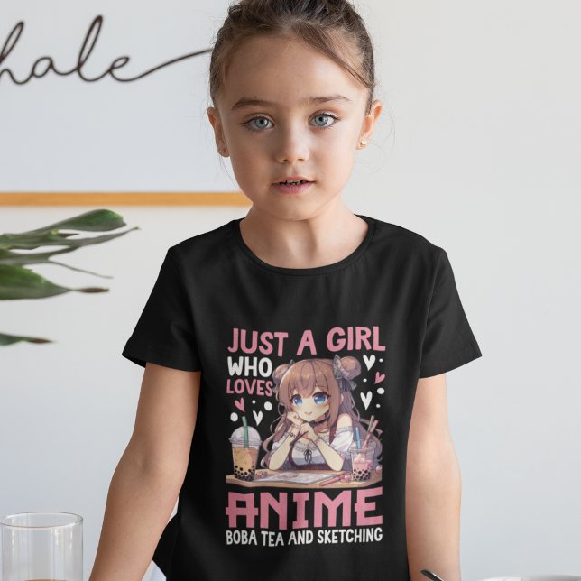 Camiseta Just a girl who loves Anime and Boba tea (Criador carregado)