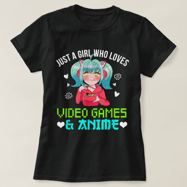 Camiseta Just a Girl Who Loves Anime and Gaming (Frente do Design)