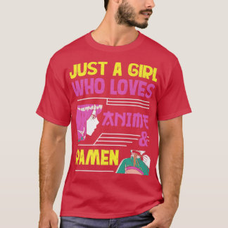 Camiseta Just a Girl Who Loves Anime and Ramen Bowl Teen Gi
