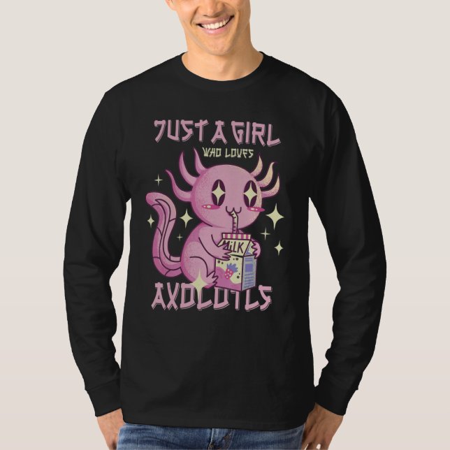 Camiseta Just A Girl Who Loves Axolotl Drinking Strawberry  (Frente)