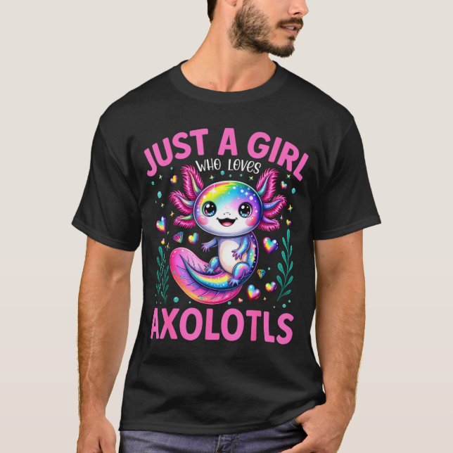 Camiseta Just A Girl Who Loves Axolotls Kawaii Kids Girls  (Frente)